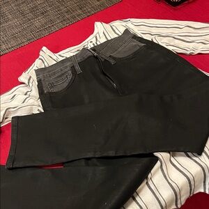 Joe's Jeans faux leather pants and beautiful lucky brand blouse combo EUC